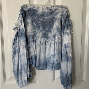 Cropped off the shoulder top with long sleeves